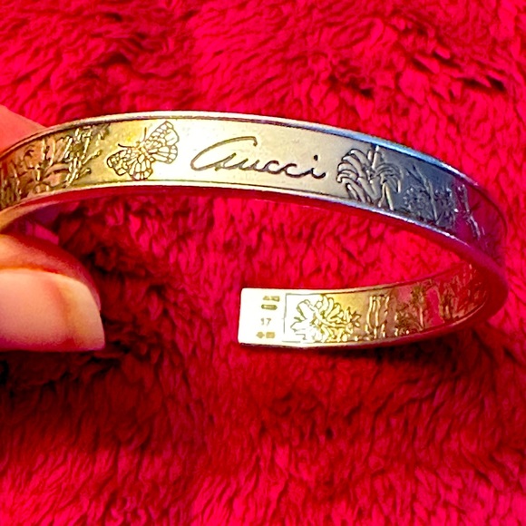 WOW - Authentic Gucci Sterling Silver Bangle Bracelet - Picture 1 of 16